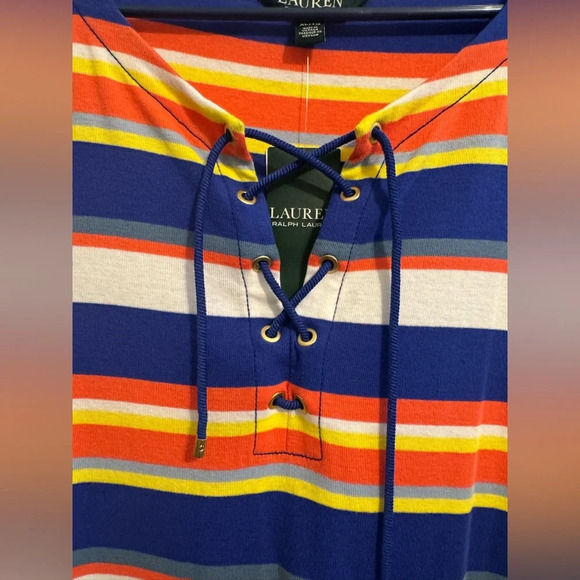 BRAND NEW Lauren Ralph Lauren's slim-fitting  midi dress size XL blue coral NWT - Picture 8 of 15